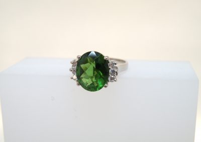 Oval Checkerboard Cut, Cubic Zirconia Trim   size 5.75
