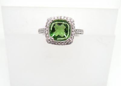 Cushion cut, Cubic Zirconia trim Ring   size 7