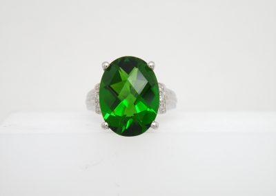 Oval Cut, Checkerboard pattern Ring. Cubic Zirconia trim