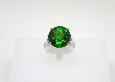 Round Checkerboard cut stone Ring  CZ trim.