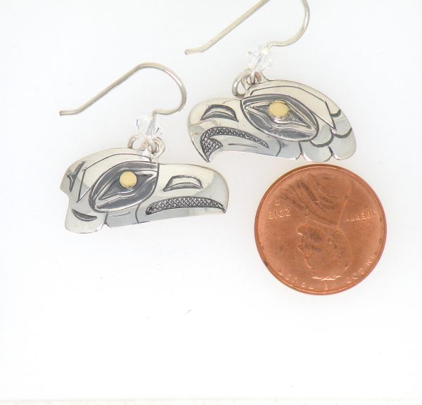 Jenny Lyn LoveBird earrings, Silver with 14k Gold eyes  Sold - Image 3