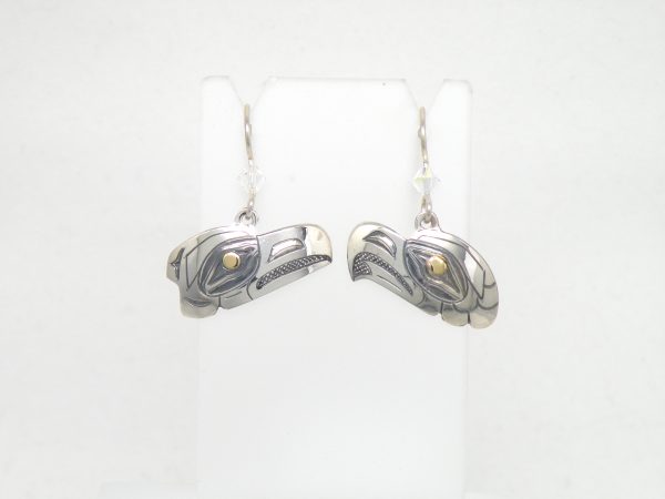 Jenny Lyn LoveBird earrings, Silver with 14k Gold eyes  Sold - Image 2