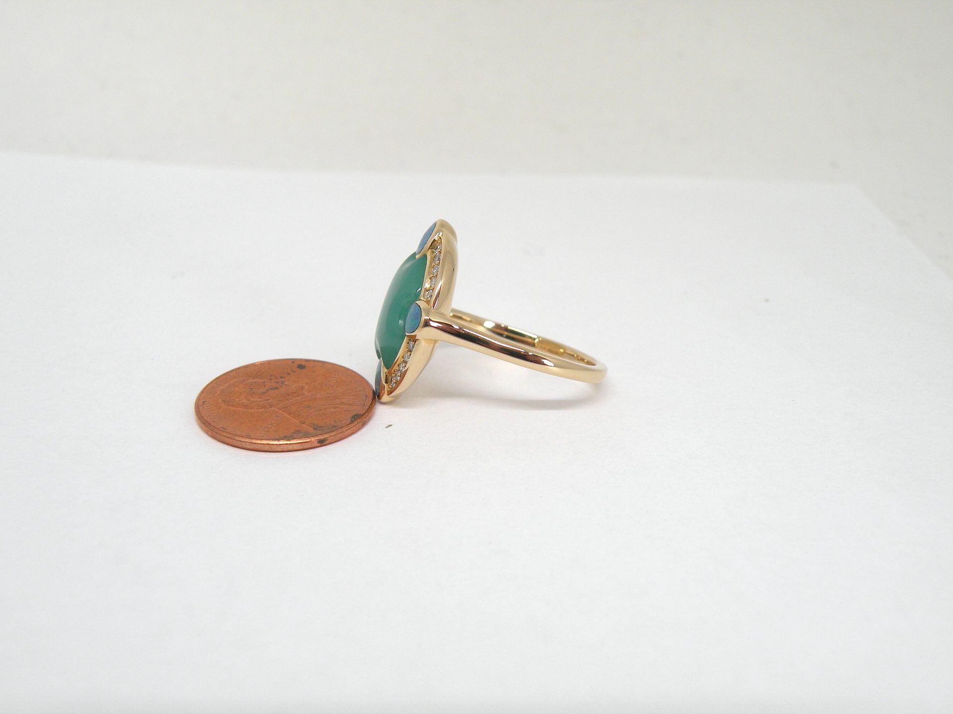 Kabana 14k Yellow Gold, premium Opal, Chrysoprase, Diamonds Ring - Image 11