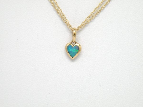 Kabana 14k Petite Heart Pendant, 5 Star Opal Inlay  Sold - Image 4