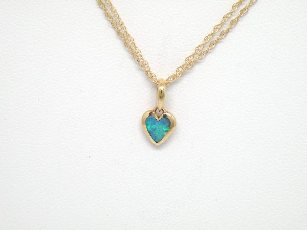 Kabana 14k Petite Heart Pendant, 5 Star Opal Inlay  Sold