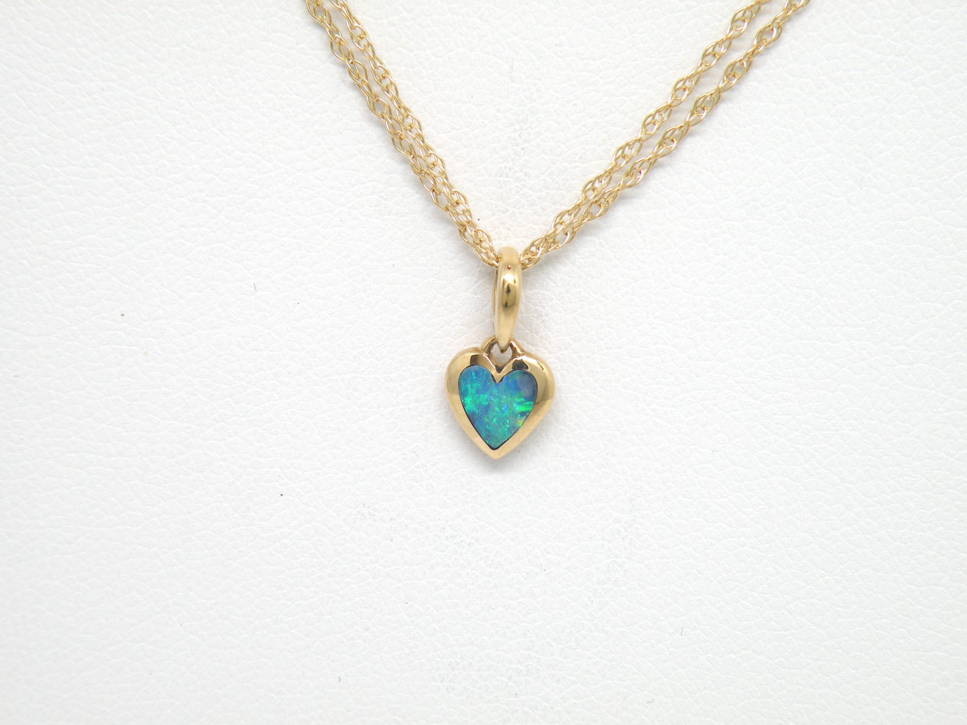 Kabana 14k Petite Heart Pendant, 5 Star Opal Inlay  Sold