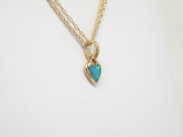 Kabana 14k Petite Heart Pendant, 5 Star Opal Inlay  Sold - Image 5