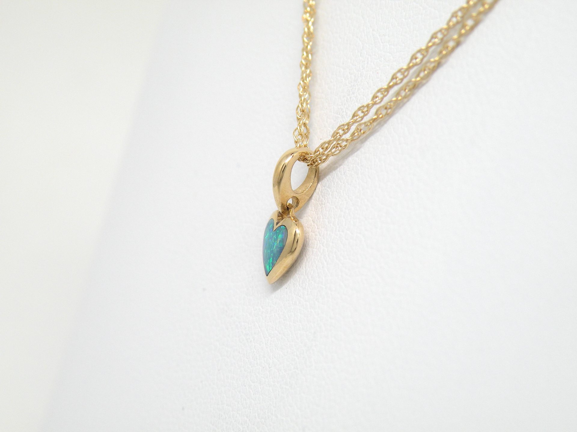 Kabana 14k Petite Heart Pendant, 5 Star Opal Inlay  Sold - Image 3