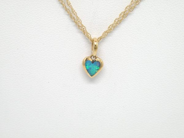 Kabana 14k Petite Heart Pendant, 5 Star Opal Inlay  Sold - Image 2