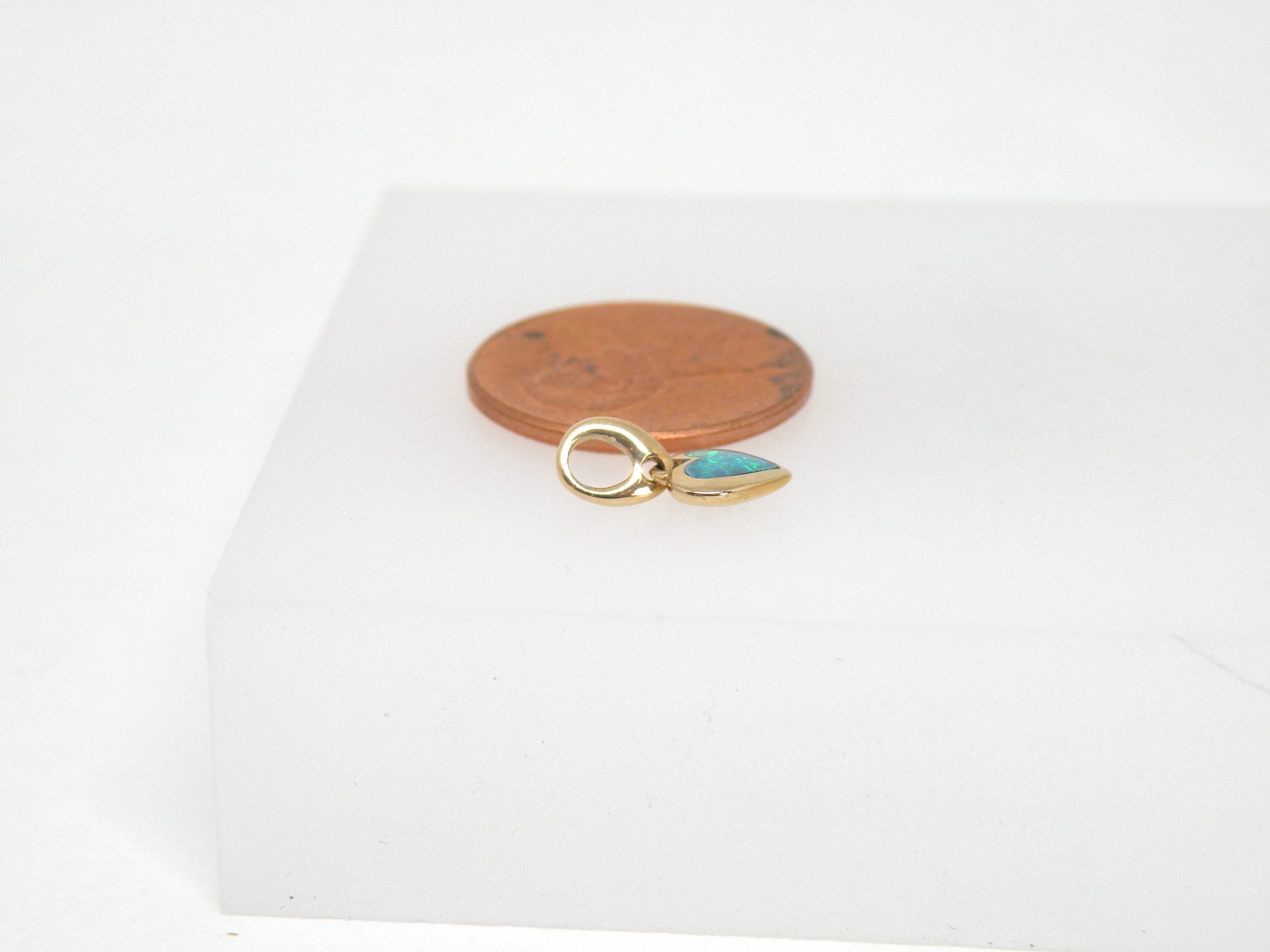 Kabana 14k Petite Heart Pendant, 5 Star Opal Inlay  Sold - Image 6