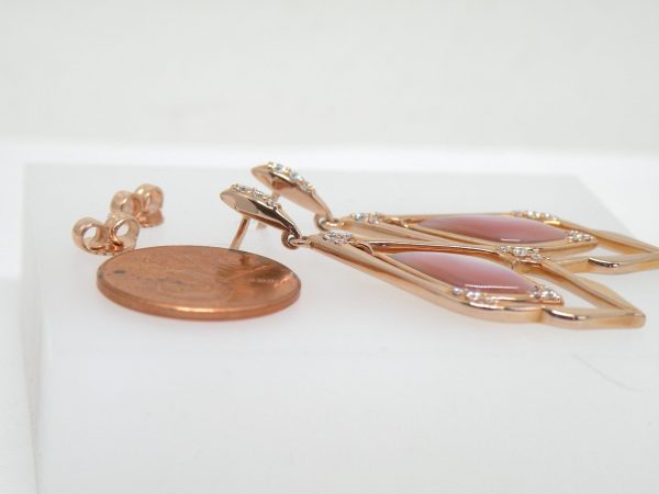 Kabana 14k Rose Gold, Pink Mother of Pearl, Diamond  Dangle earrings - Image 7