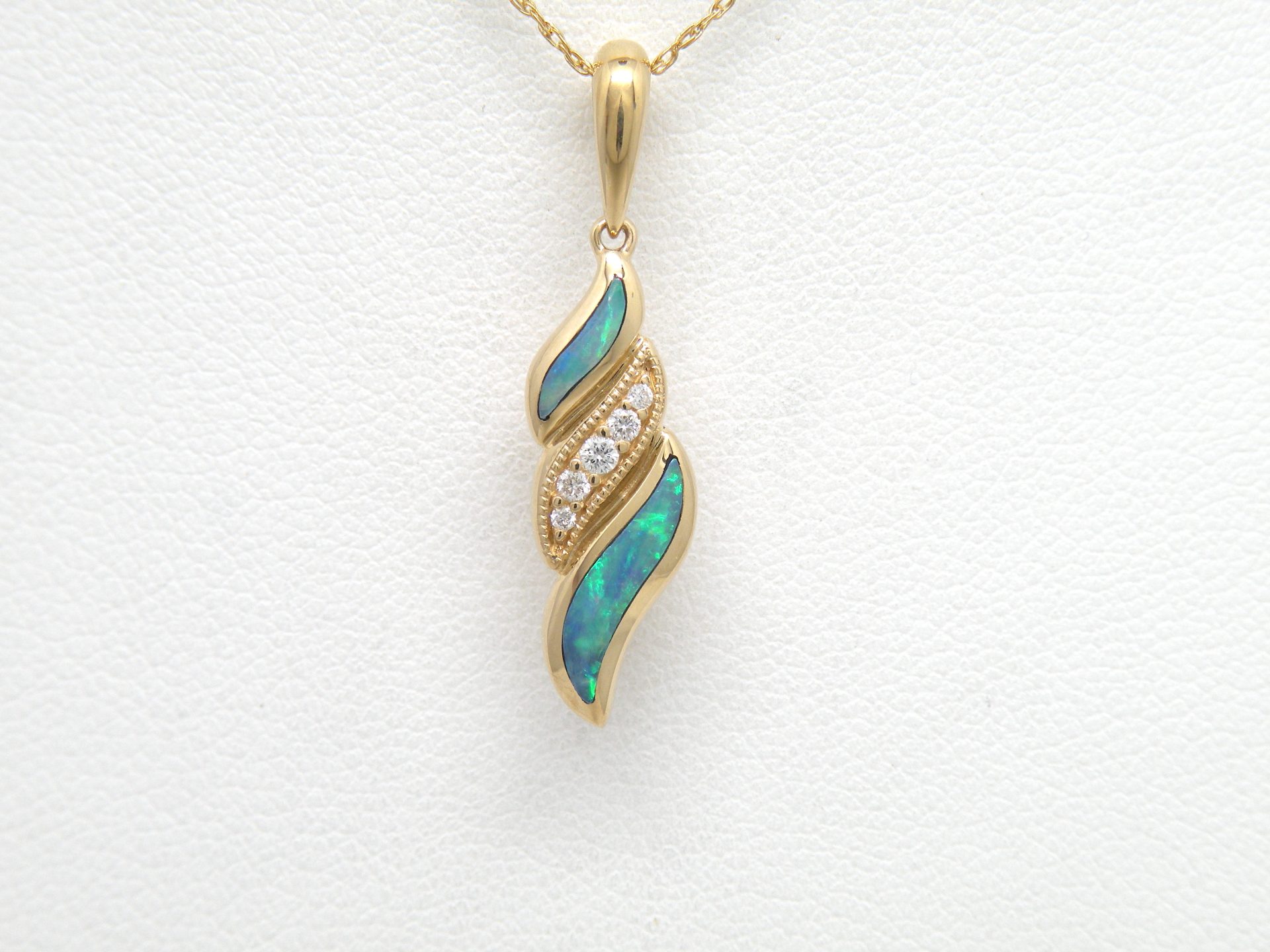 Kabana 14k Yellow Gold, Premium Opal, Diamonds Pendant